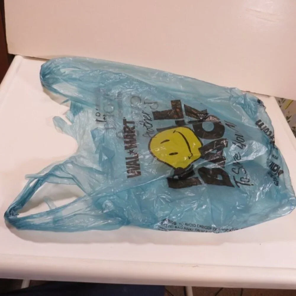 Vintage (2) Blue Wal-Mart Shopping Bags in great condition